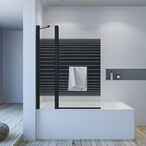 Badewannenaufsatz 110x140 cm Duschabtrennung für Badewanne Duschwand, 5 mm Einscheiben-Sicherheitsglas (ESG) mit Nanobeschichtung, Hebe- / Senkfunktion, Rechts-und Links montierbar (1/5)