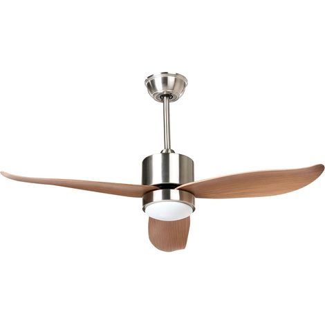 Ventilateur de Plafond Moderne Scandinave en Matière Synthétique avec Éclairage LED et Télécommande Marron Clair Mahaut (1/5)