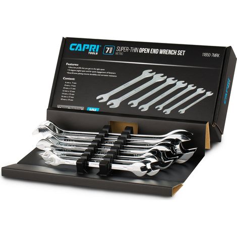 Capri Tools - Set di chiavi a testa aperta, super sottili, 6-19 mm, 7 pezzi (1/4)