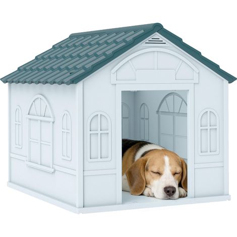 Niche pour chien chenil à l'extérieur en PP blanc pour chiens de petite et moyenne taille - 65 x 75,7 x 63 cm
