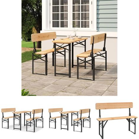 Grill Tisch - vidaXL 3-tlg. Biertisch-Set Klappbar Massivholz Tanne - Klappbarer Tisch (1/5)