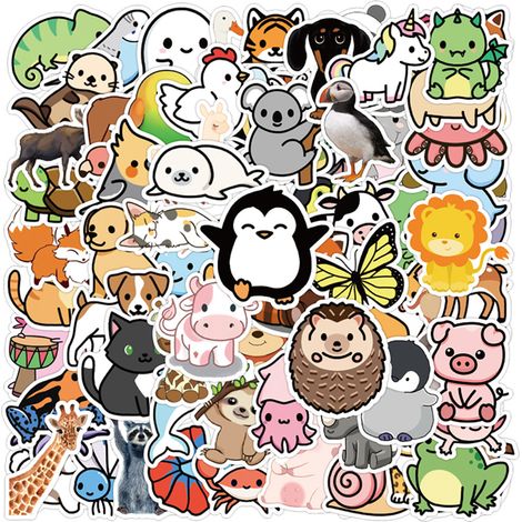 100 autocollants animaux mignons pour enfants, autocollants imperméables en vinyle pour bouteilles d'eau, gourdes, téléphones, skateboards, ordinateurs portables. (1/5)