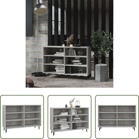 Bücherschrank - Sideboard Betongrau 103,5x35x70 cm Holzwerkstoff (1/5)