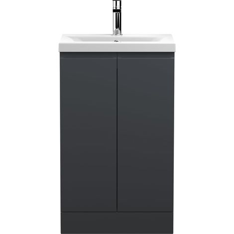 Hudson Reed Urban Floor Standing 2-Door Vanity Unit with Basin-1 500mm Wide - Satin Anthracite (1/5)