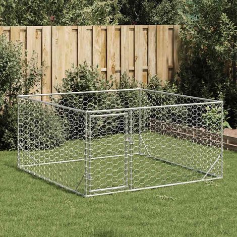 Niche d'extérieur pour chien avec porte, 2 x 2 x 1 m, acier galvanisé