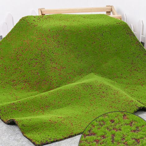 Gazon de mousse artificielle 100 x 100 cm, tapis de mousse artificielle, tapis décoratif en fausse mousse, plantes artificielles pour murs et sols DIY (1/5)