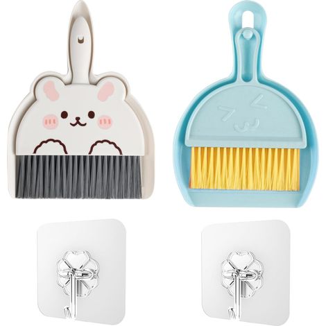 Set of 2 Mini Dustpan and Dustpan Set for Household Cleaning  Small Dustpan and Brush, Portable Dustpan Cleaning Brush for Table, Sofa, Car, Office (1/5)