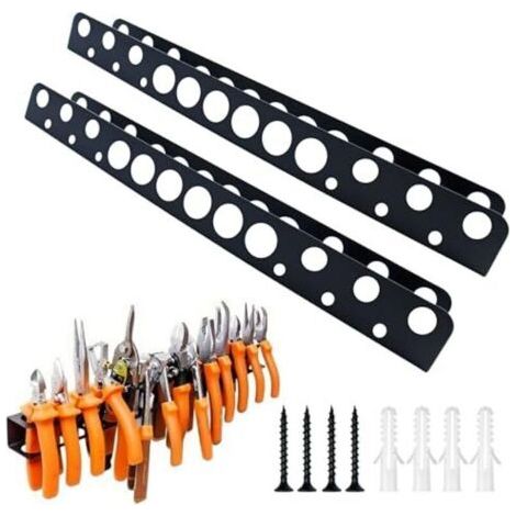 Ensemble de 2 supports muraux pour pinces, support mural de 40 cm, fixation murale avec vis et chevilles d'expansion, support pour tournevis, étagère murale pour pinces, idéal pour garage, atelier et