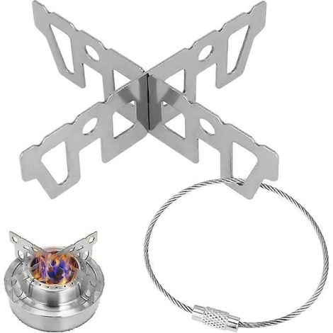 Support en croix pour réchaud à alcool, porte-casseroles en acier inoxydable, support portable, adapté à la randonnée, au camping et aux activités de plein air (1 pièce) (1/5)