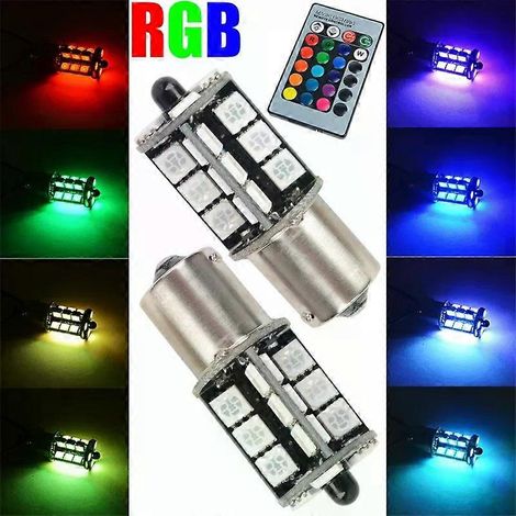 Lot de 2 ampoules antibrouillard H8 9005 881 1156 1157 RGB pour voiture, feux de jour (DRL), antibrouillards, LED, télécommande, 12 V. (1/5)