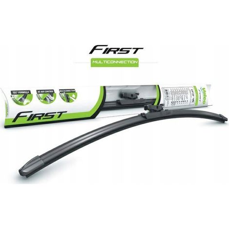 Primer limpiaparabrisas plano para coche de 475 mm (19”) con adaptador múltiple.