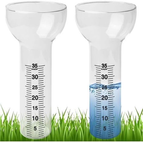 Lot de 2 pluviomètres en verre de rechange pour les mesures de 1 à 35 mm, en verre, jauge de pluie, en forme d'entonnoir pour affichage de l'eau de jardin en plein air pour la pluie (1/5)
