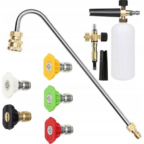 Set di Ugelli per Idropulitrice con Lancia e Schiumogeno – 5 Ugelli (0°, 15°, 25°, 40°, 60°)  Max 250 Bar, 60°C  Compatibile con Rosfix, Lavor