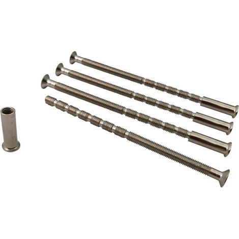 Lot de 4 vis de fixation M5 avec manchon pour poignée de porte de patio serrure de porte rosace de porte bouton et cylindre 99 mm Couleur nickel (1/4)
