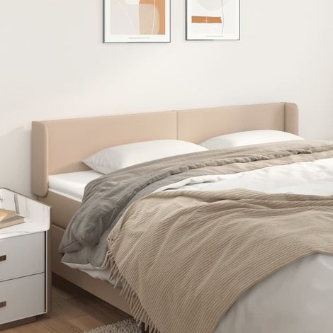 Tête de lit avec oreilles,Design industriel,Panneau de lit pour Lit adulte Cappuccino 203x16x78/88 cm Similicuir XZZ93196 (1/5)
