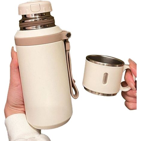 Tragbare Wasserflasche – 8,5 x 8,5 x 23 cm, Edelstahl, isoliert, Thermoskanne, Sportflasche. Stilvoll, auslaufsicher, großes Fassungsvermögen, ideal zum Radfahren, Reisen, fürs Fitnessstudio usw. (1/5)