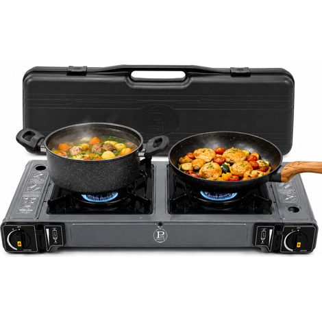 Réchaud à Gaz 2 Bruleurs 3800W Fonctionne avec Cartouche de gaz Un2037- Plaque de cuisson Portable Camping INTEC (1/5)