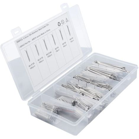 Steel safety pins, 555 pieces, split pin, locking pin suitable for locking bolts, bolts, nuts (1/4)