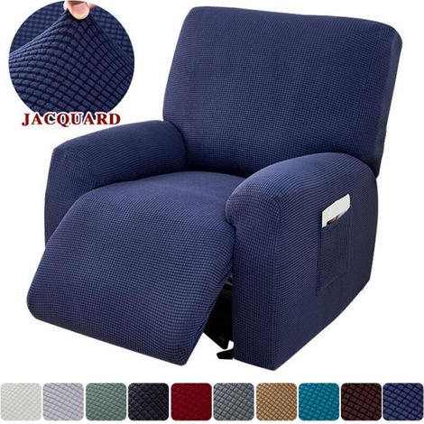 Housse de canapé inclinable en jacquard extensible, housse de chaise longue, décoration d'intérieur - Bleu marine (1/5)