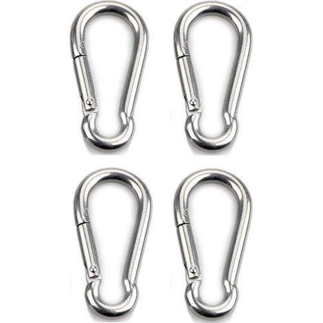 4 Pièces Mousquetons de Fixation en Acier Inoxydable 304 pour Charges Lourdes, Sports Extérieurs, Chiens, Hamacs et Balançoires – Épaisseur 6 mm (1/5)