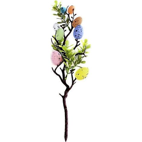 Décorations de Pâques : œufs, arbre, branches artificielles, œufs d'oiseaux peints, feuilles vertes, bouquets artificiels, ornements (1/5)