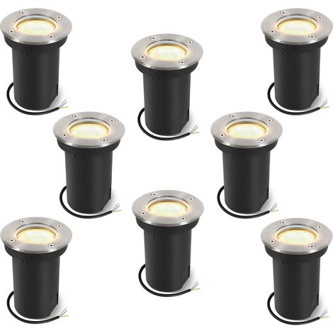 Jiubiaz 8x 3W Bodenleuchte Schwenkbar IP65 Außen LED Bodeneinbaustrahler Bodenstrahler Bodenlampe Warmweiß - Silber Gehäuse