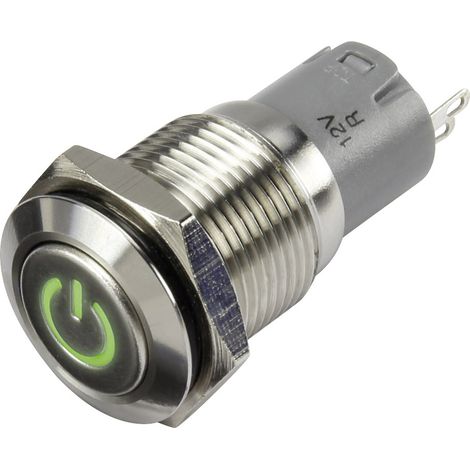 TRU COMPONENTS 1303017 LAS2GQF-11ZDT/G/12V/S/P Druckschalter 48 V/DC 2 A 1 x Ein/Ein rastend Grün I