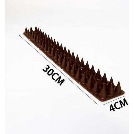 Lot de 10 piques anti-pigeons pour balcon, pics à oiseaux en plastique marron, dissuasif pour oiseaux, kit de protection terrasse, barres de dissuasion aviaire, couleur brun, fixation facile. (1/4)