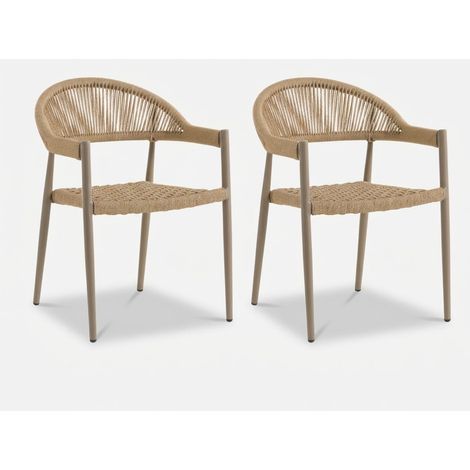 2er Set gepolsterte Esszimmerstühle aus Stoff Metallbeine Armando - Beige (1/5)