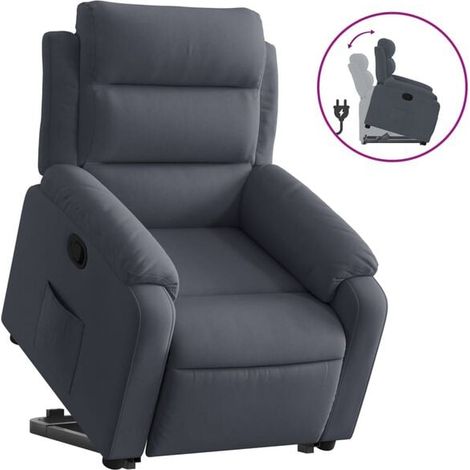 Fauteuil lounge en velours gris foncé (1/5)