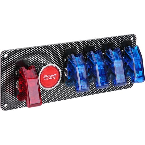 Panneau de démarrage 6 en 1 pour voiture de course, bouton d'allumage moteur 12V, kit de contrôle avec interrupteur. (1/5)