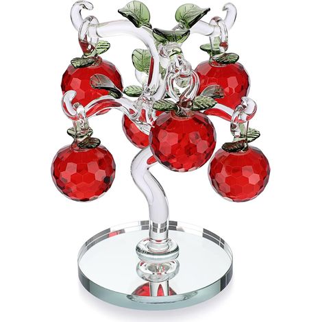 Pommier en verre de cristal, pommier rouge artificiel, décoration de table Feng Shui (1/5)
