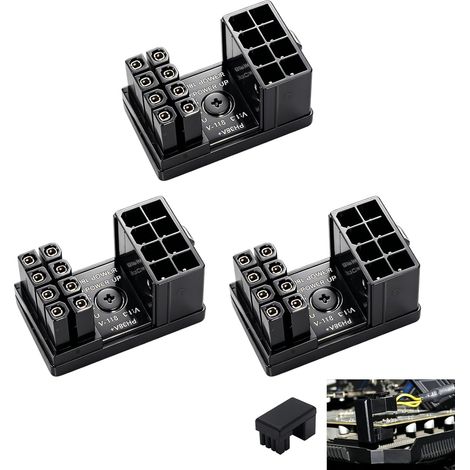 3 Pièces Adaptateur Alimentation GPU PCIe 8 Broches, Connecteur GPU 180 Degrés U-Turn, Connecteur Coudé pour Carte Graphique PC, Raccord VGA pour Gestion des Câbles, Gain de Place Installation Facile (1/5)