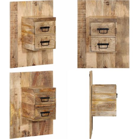 vidaXL Table de chevet 60x32x80 cm bois massif de manguier brut (1/5)