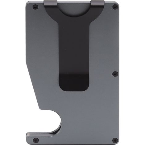 Porte-cartes minimaliste en alliage d'aluminium, portefeuille à éjection automatique antivol pour cartes de crédit, gris professionnel. (1/5)