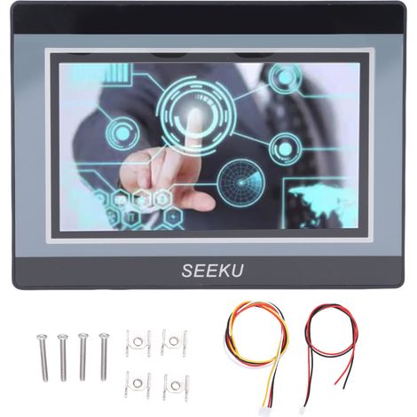 Écran tactile LCD TFT HMI PLC 7 pouces, sortie de relais 24 entrées, comptage à grande vitesse, 9.6-115.2Kb, téléchargement, contrôleur logique Programmable
