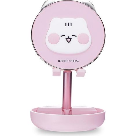 Support de téléphone rose rétractable et réglable avec miroir - Support de téléphone portable multi-angles, réglable en hauteur et stable pour bureau (1/5)