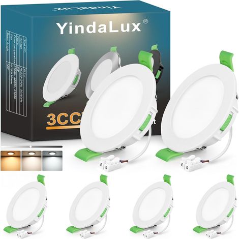 Spot LED Encastrable 68mm 5W 550LM Spots de plafond IP44 Spot salle de bain, Blanc Chaud 3000K Blanc Neutre 4000K Blanc Froid 6000K Réglable, Trou Φ65-75mm, AC220-240V, Lot de 6, Noir