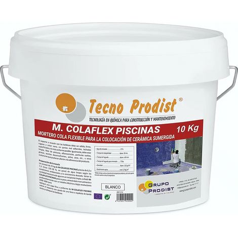 Tecno Prodist M-Colaflex Piscinas - Mortero Adhesivo y Flexible para Colocación de Gresite y Cerámica en Piscinas