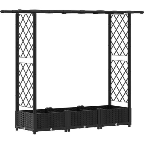 Fioriera da giardino Letto Rialzato con Griglia e Tetto Nero 164 x 40 x 121 cm PP (1/5)