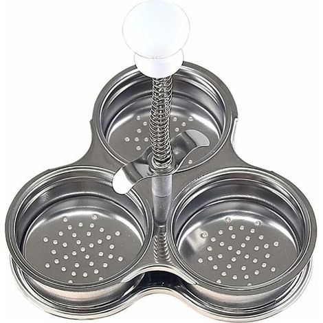 Cuiseur à œufs pochés à trois grilles en acier inoxydable, moule à œufs pochés,coquetiers pochés en acier inoxydable antiadhésif avec trous pour accessoires de cuisine -1615.46.4cm-1pc (1/5)