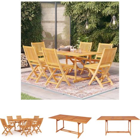 Holzstühle - vidaXL 7-tlg. Garten-Essgruppe Massivholz Teak - Gartenstühle (1/5)