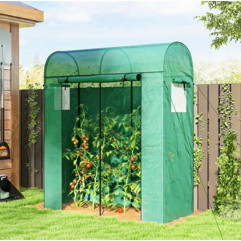 Invernadero túnel de jardín 170 x 68 x 200 cm, puerta enrollable, ventanas de malla verde DESVIAE (1/5)