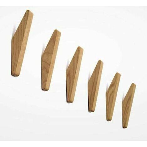 Set di 6 appendiabiti vintage in legno, ganci in legno, capacità di carico 5 kg, ganci da parete, ganci per accappatoi, ganci per cappelli, ganci multiuso, ganci portachiavi (set da 6) (1/5)