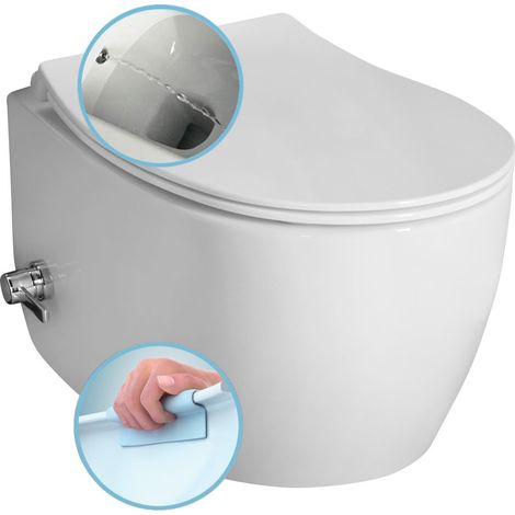 Sapho Isvea - WC suspendu Sentimenti CleanWash avec douchette de bidet, Rimless, blanc 10ARS1101I (1/5)