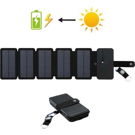 Panneau de charge solaire portable multifonctionnel Chargeur USB 5V Camping (1/2)