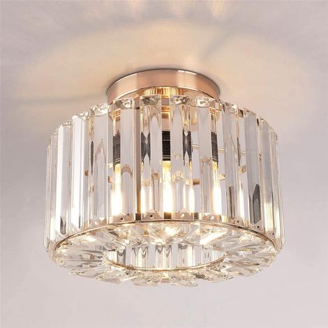 Plafonnier Semi-Affleurant,Lustre en Cristal Plafonnier Moderne, Plafonnier Encastré pour Porche Cuisine Chambre à Coucher Salon