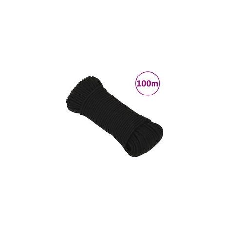 Schwarzes Arbeitsseil, 4 mm, 100 m, Polyester - Crezuo (1/5)