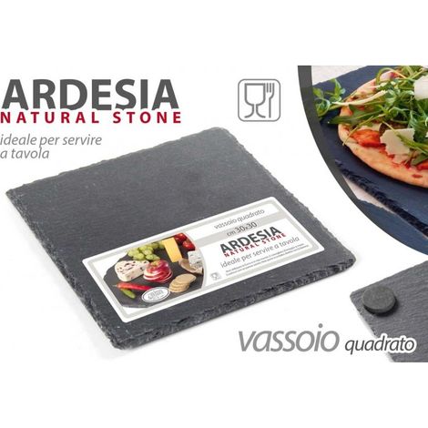 x16 Vassoio Piatto Cuadrado de Pizarra 25 x 25 cm para Casa, Pub o Restaurantes
