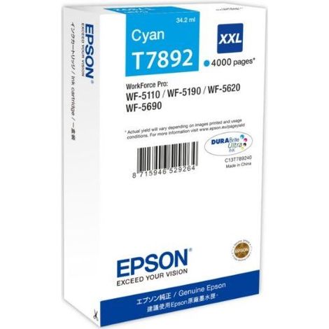 Ink-jet epson t7892xxl wf-5110 / 5190 / 5620 / 5690 cian alta capacidad